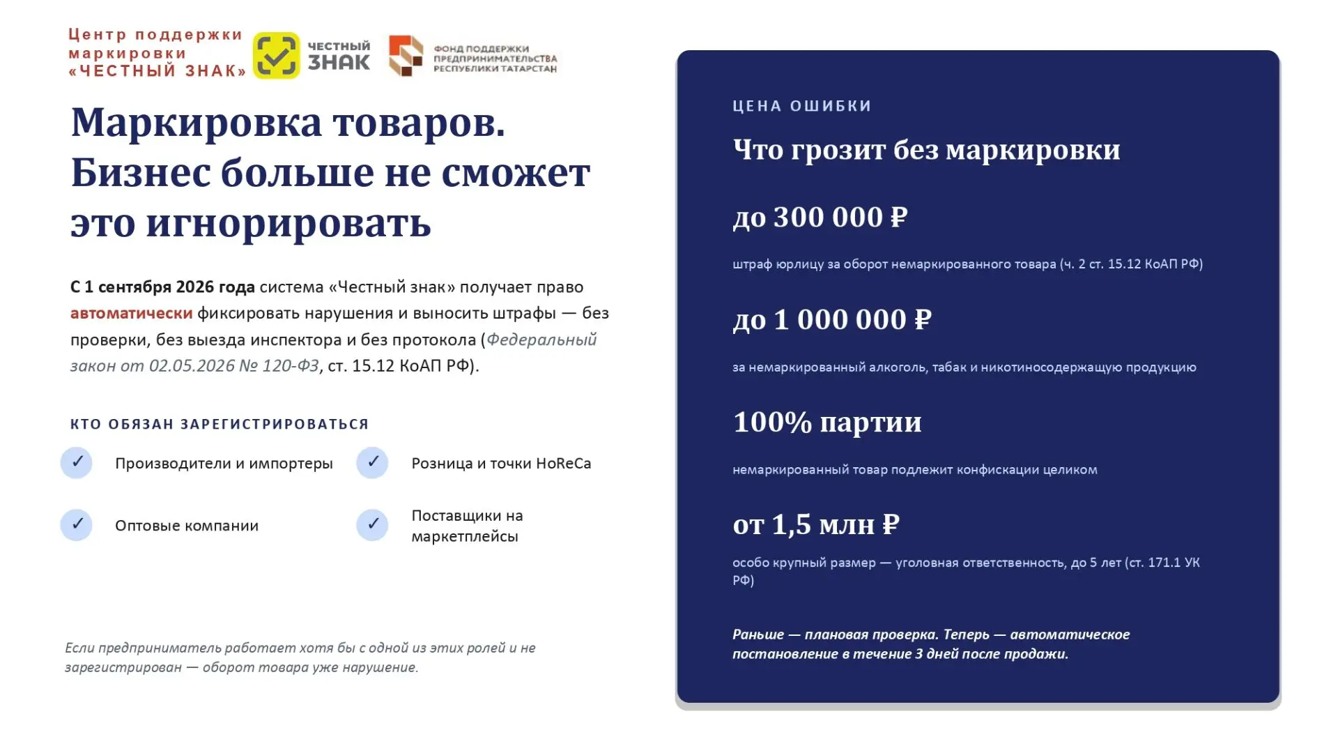 С 1 сентября 2026 года в России расширяется система цифровой маркировки "Честный знак"....
