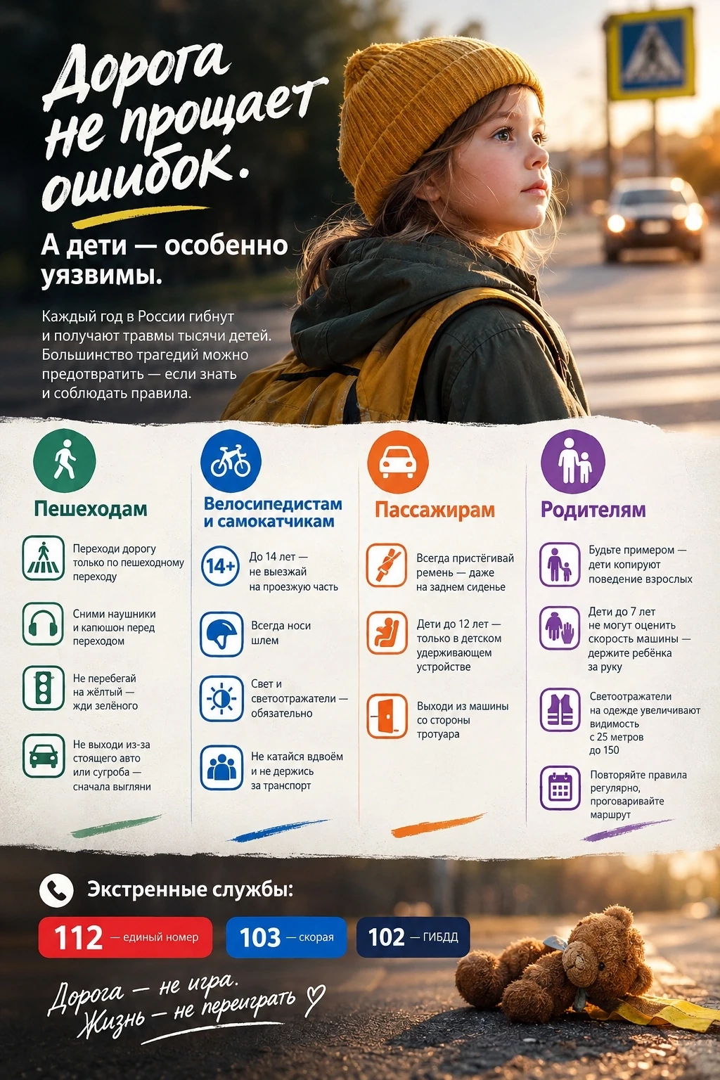 🚦 Дорога не прощает ошибок. А дети — особенно уязвимы.