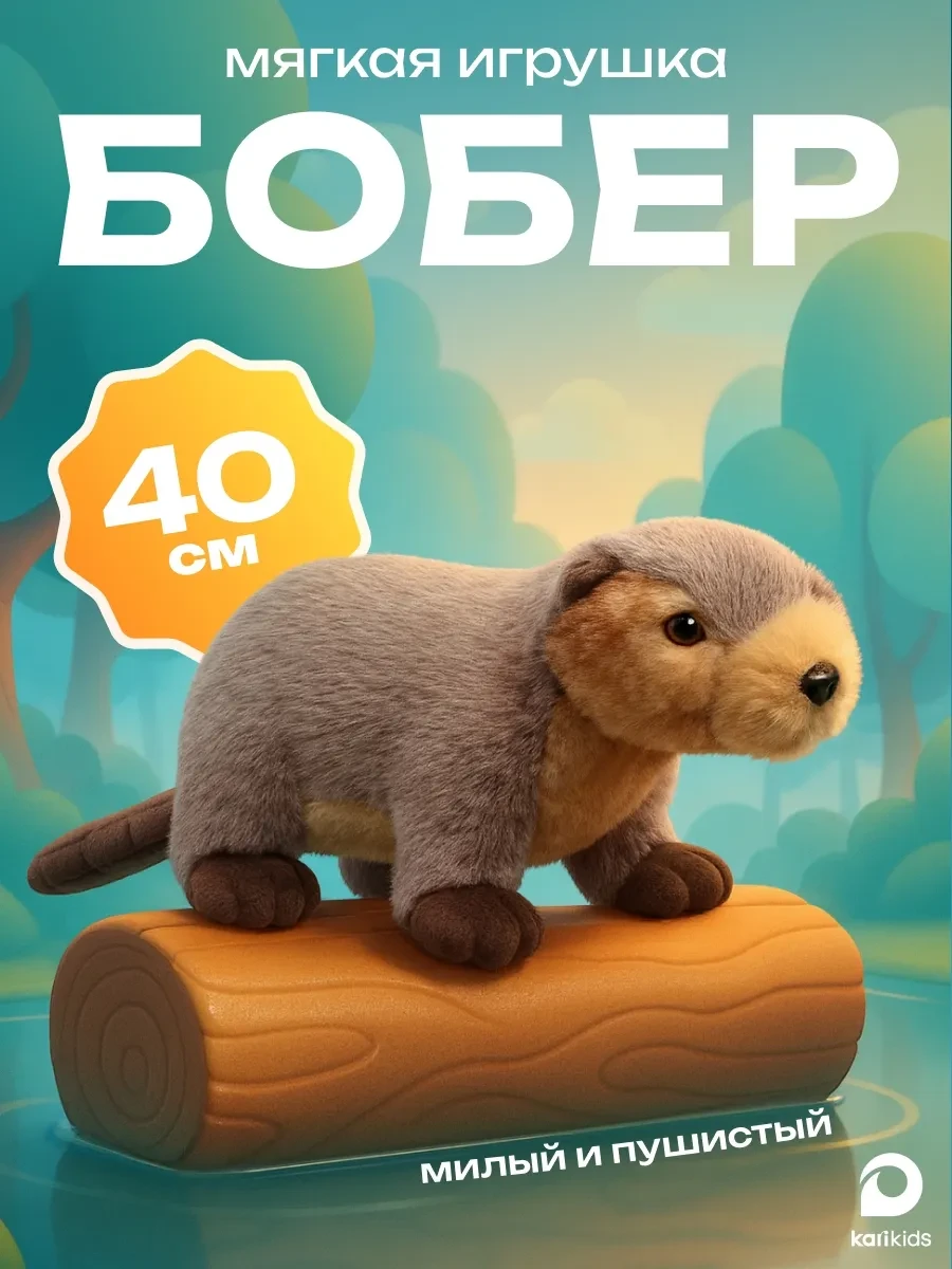 ⚡️ Мягкая игрушка большая, бобер 40 см, Kari