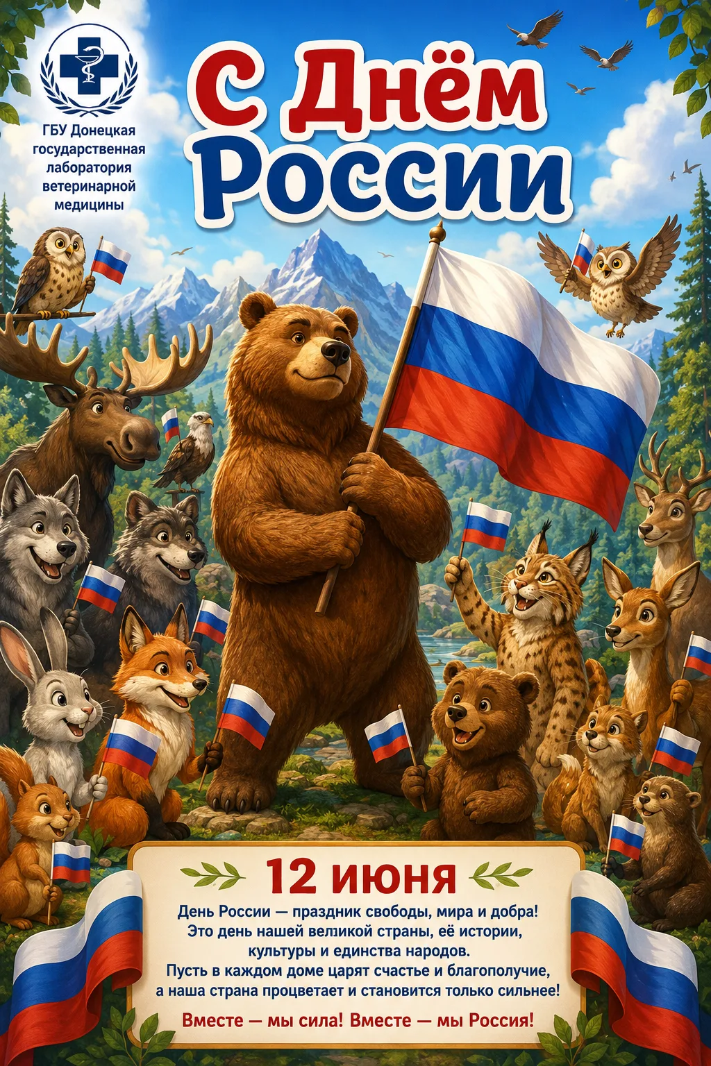 Поздравляем вас с Днем России! Желаем мира, благополучия, стабильности и уверенности в завтрашнем дн