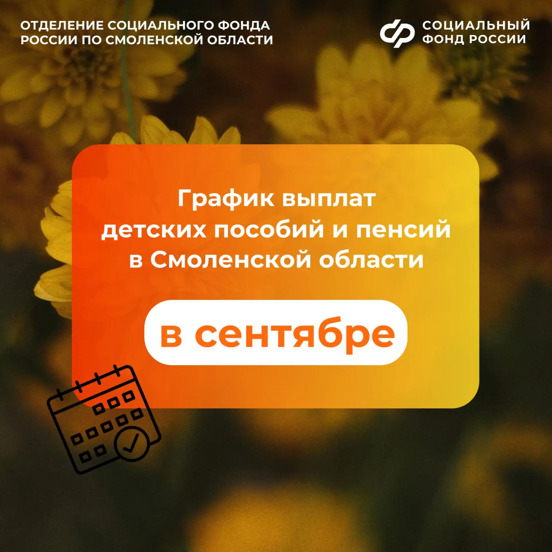 ✨В сентябре изменится график выплаты пенсий и детских пособий
