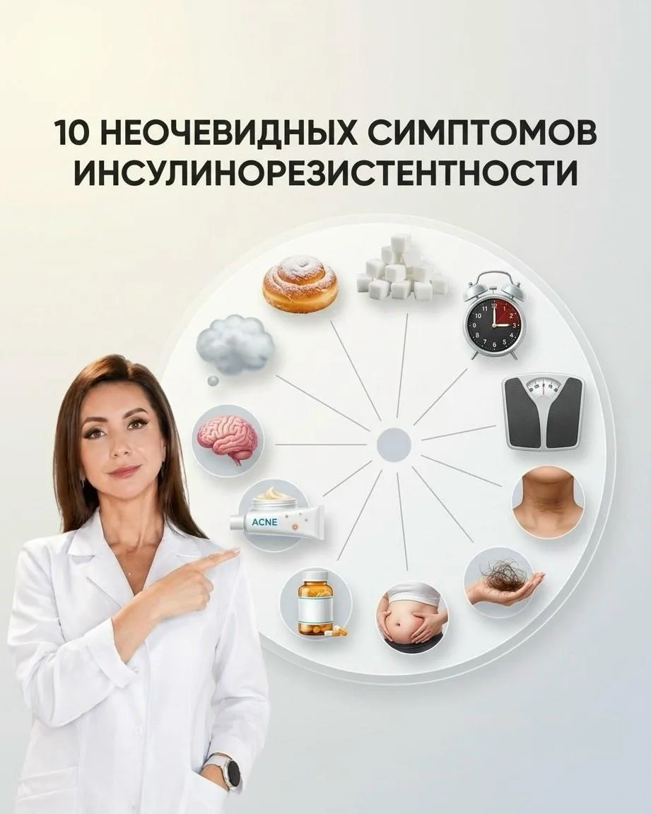 10 НЕОЧЕВИДНЫХ СИМПТОМОВ ИНСУЛИНОРЕЗИСТЕНТНОСТИ

Посмотрите — узнаете ли что-то из этого списка про 