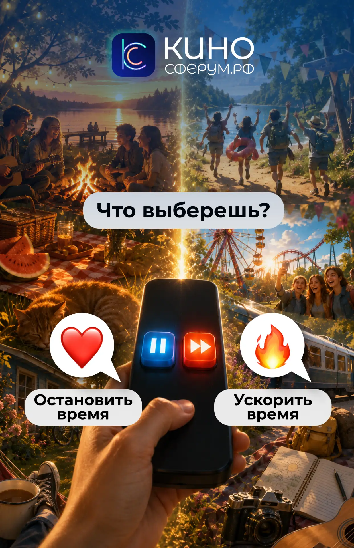 🎬 А что, если бы у вас появился пульт, который умеет управлять временем?

❤️ — остановить время
🔥 