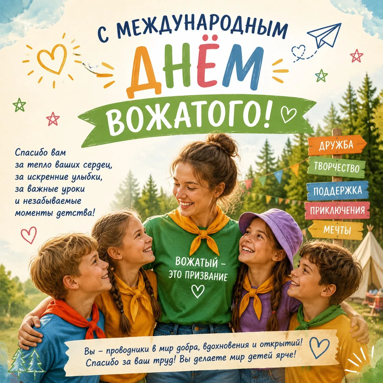 ✨ С Днём вожатого! Сегодня праздник тех, кто дарит детям самое лучшее лето!