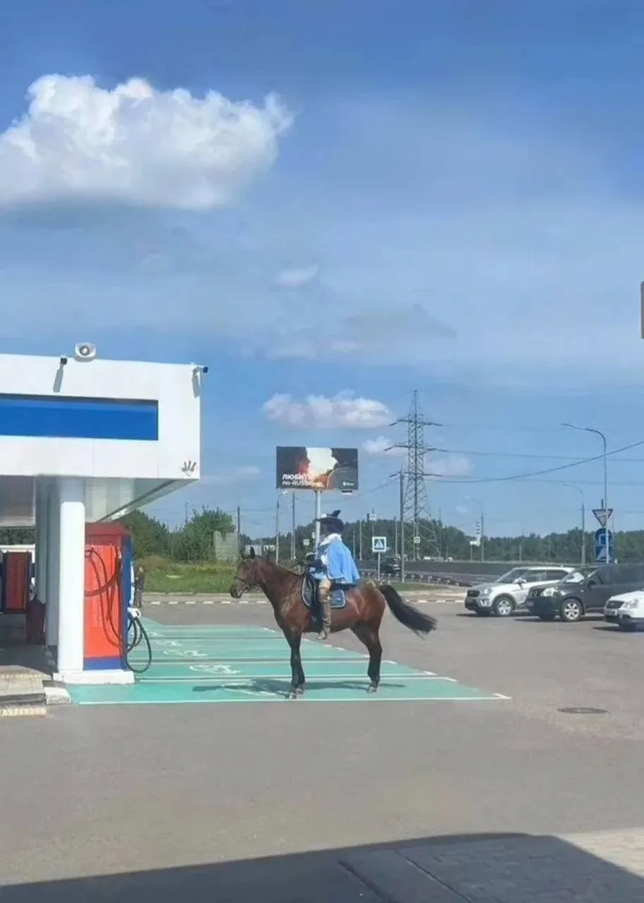 Ничего необычного, просто мушкетер на заправке.