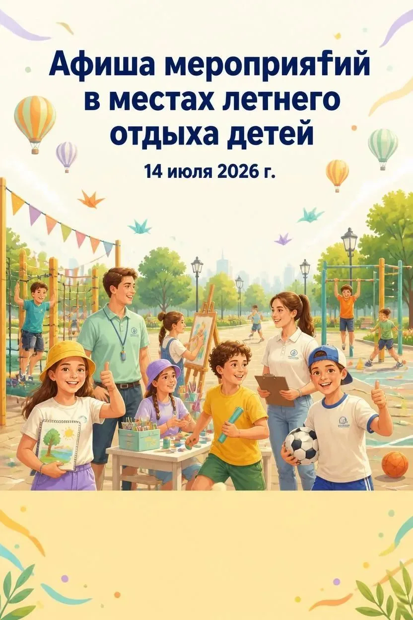 💥Афиша мероприятий в местах летнего отдыха детей на 14 июля 2026 года💥
