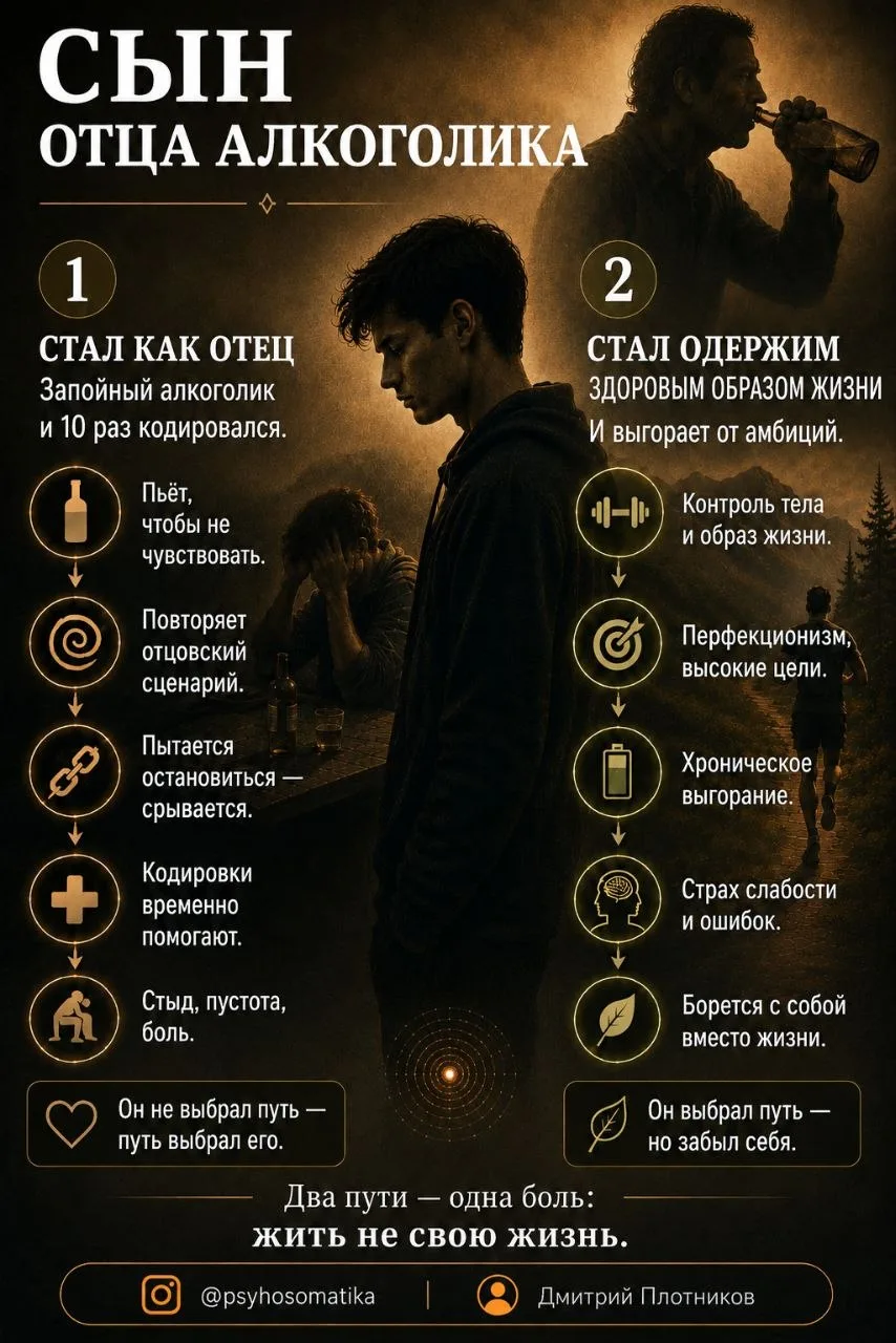 Сын отца алкоголика.