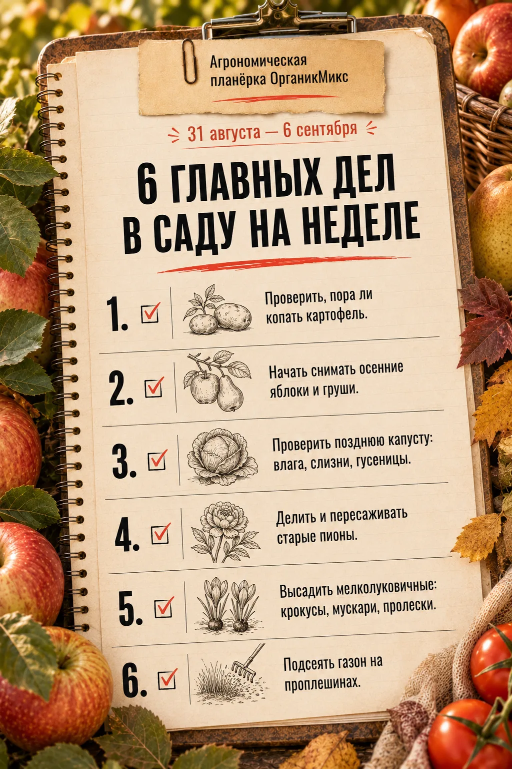 🌿 АГРОНОМИЧЕСКАЯ ПЛАНЁРКА | 31 АВГУСТА — 6 СЕНТЯБРЯ