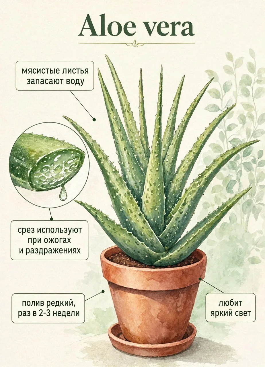 🌵 Алоэ вера — первое растение, которое у меня не просто выжило, а разрослось так, что ...