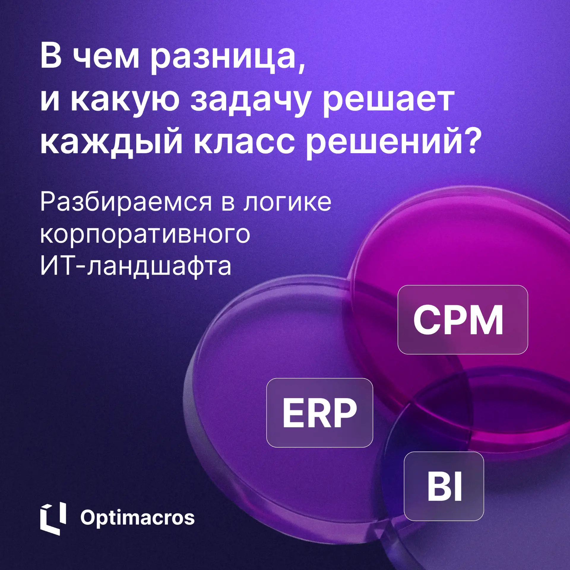 CPM, ERP и BI: три класса решений, три разные задачи