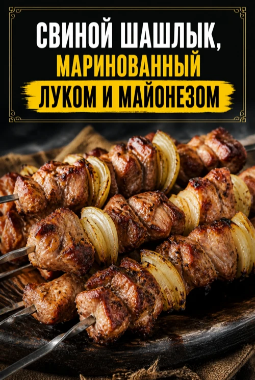 СВИНОЙ ШАШЛЫК, МАРИНОВАННЫЙ ЛУКОМ И МАЙОНЕЗОМ