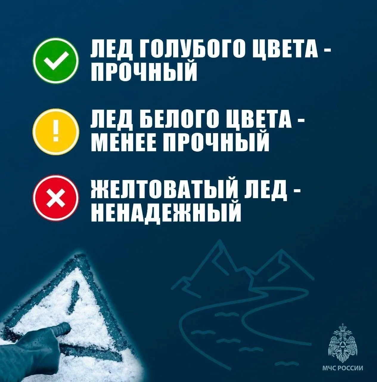 Совет дня: тонкий лед - СМЕРТЕЛЬНАЯ ОПАСНОСТЬ ⚠️  Не отпускайте детей играть вблизи водоемов и на ль