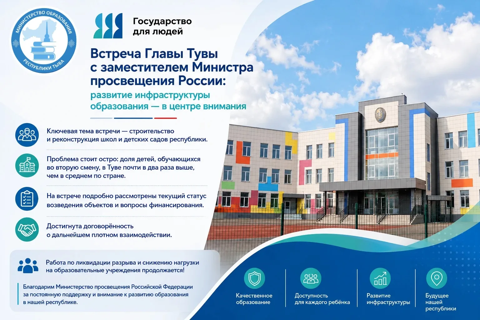 📢 Встреча Главы Тувы с заместителем Министра просвещения России: развитие инфраструкту...