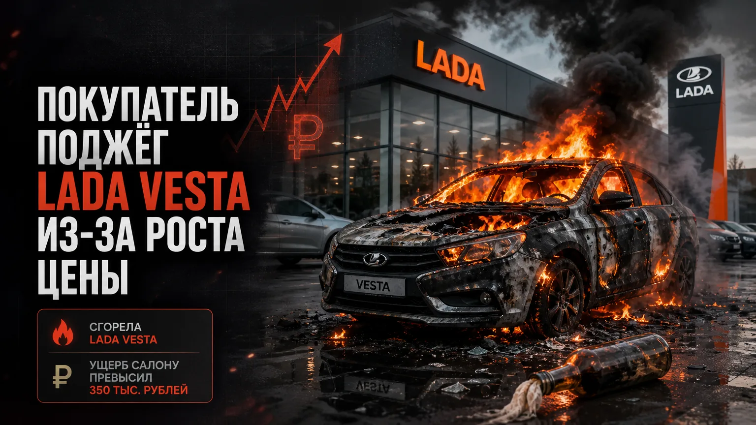 🔥 Покупатель поджёг Lada Vesta из-за внезапного роста цены