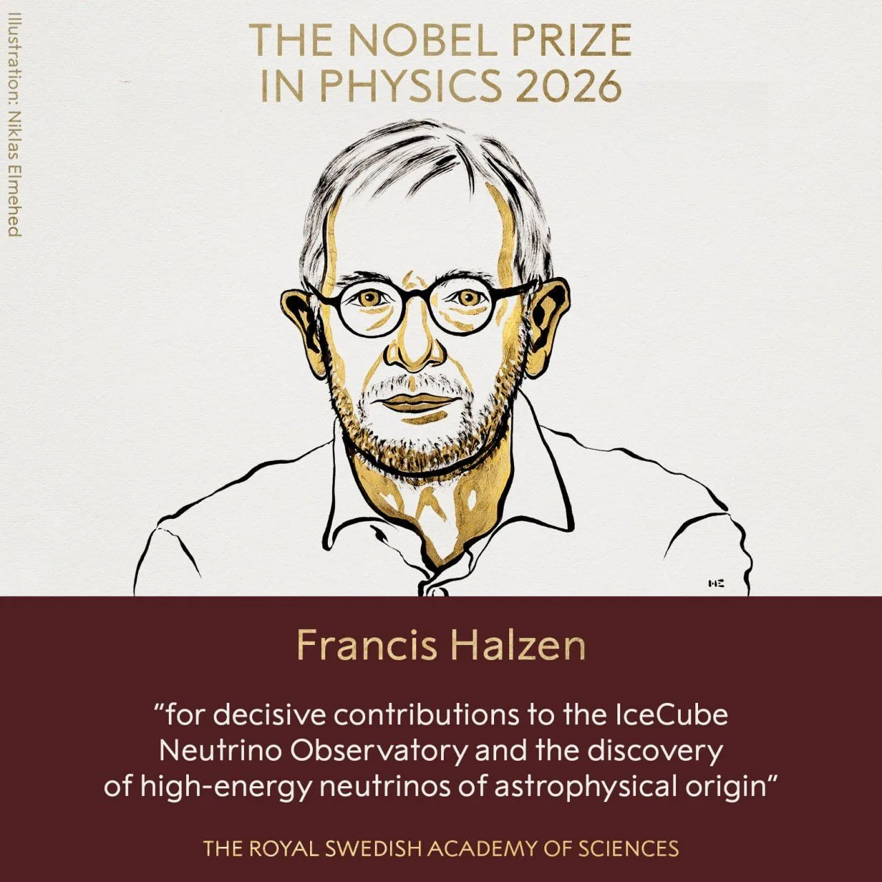 Нобелевскую премию по физике 2026 года получил Фрэнсис Халзен (Francis Halzen) «за реша...
