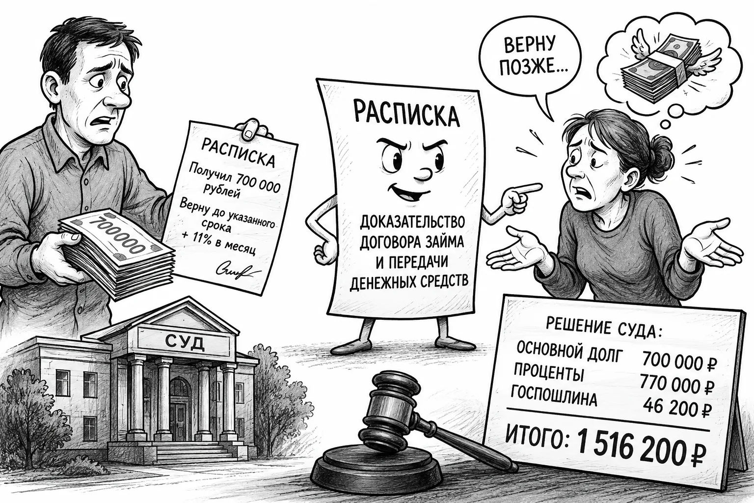 Расписка стала основанием для взыскания более 1,5 млн руб.

В Промышленном районном суде г. Курска р