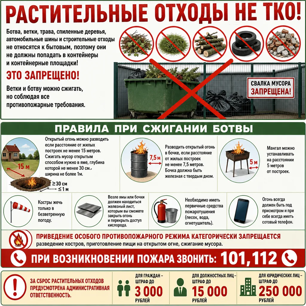 Многие по привычке несут ветки и листву к общим бакам, даже не подозревая, что это запр...