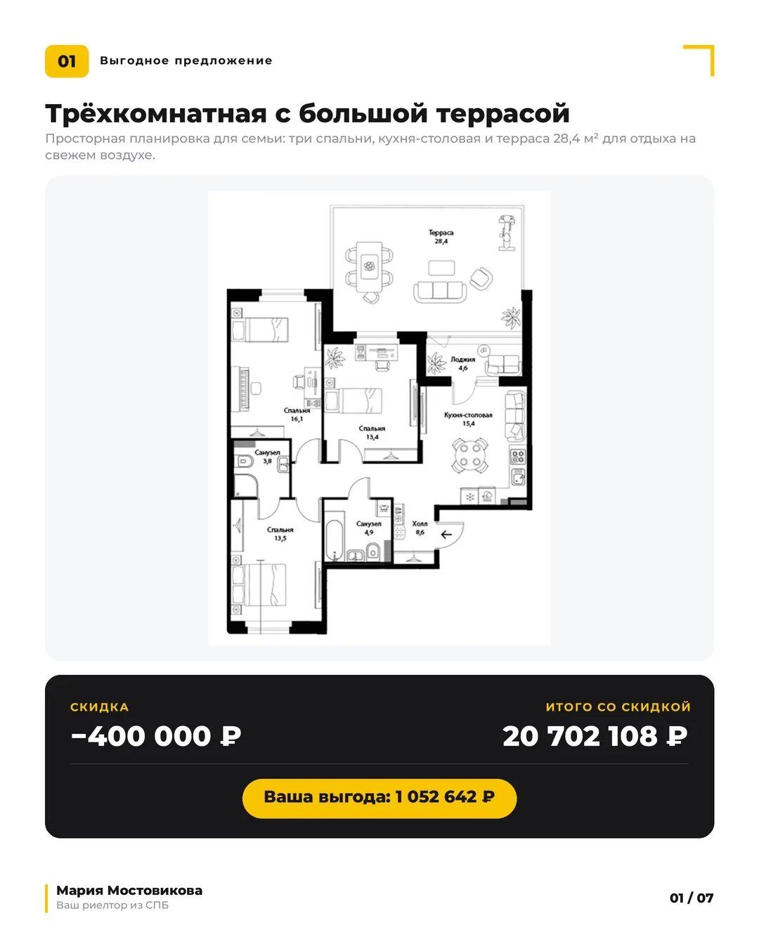 Застройщик предлагает большое количество выгодных акций. Например, сейчас можно приобре...