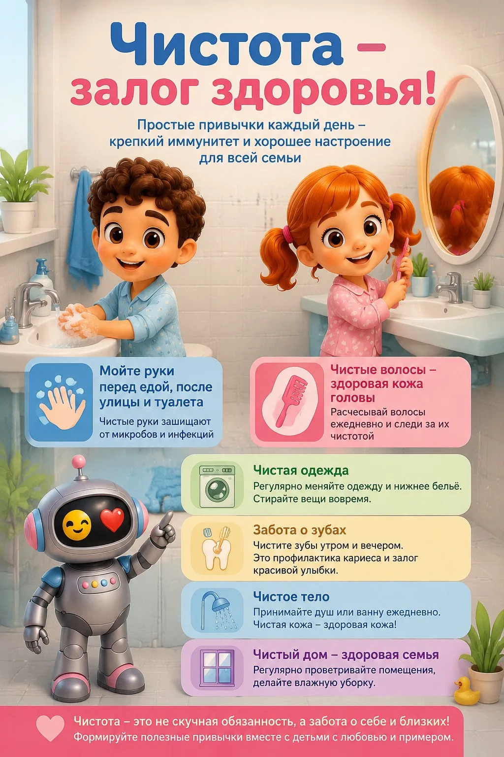 Как научить ребенка заботиться о себе?🤔Начинать нужно с формирования простых ежедневных ритуалов🧼�