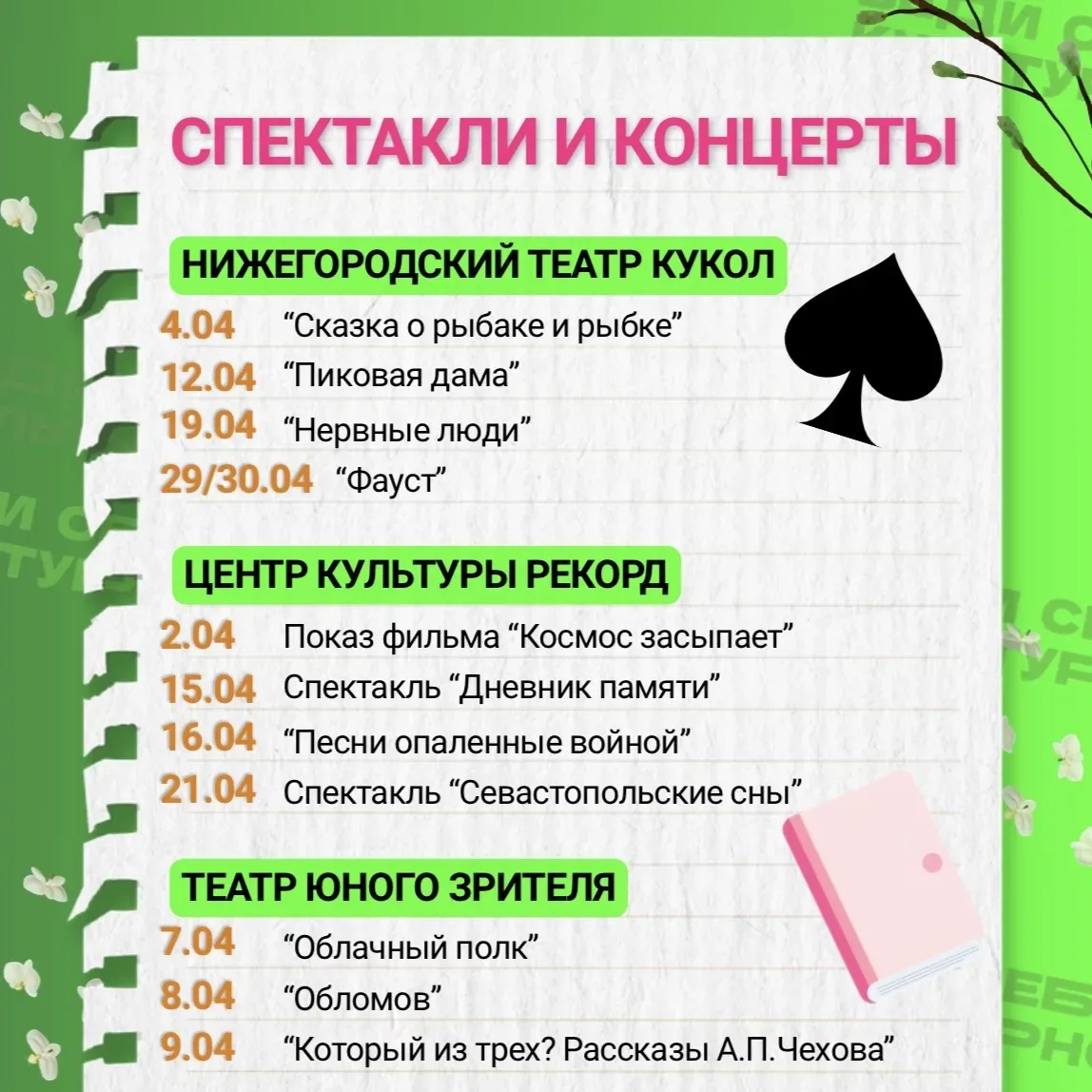 Дайджест мероприятий по Пушкинской карте на апрель!    • Нижегородский государственный академический