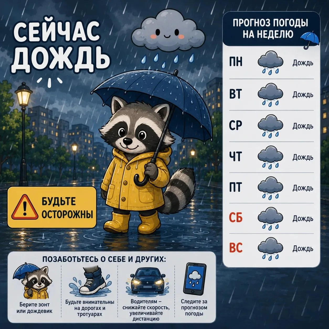 У природы нет плохой погоды ☔️

Но зонт, дождевик и немного осторожности еще никому не помешали.
По 