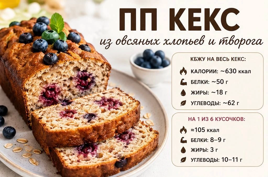 ПП кекс из овсяных хлопьев и творога
