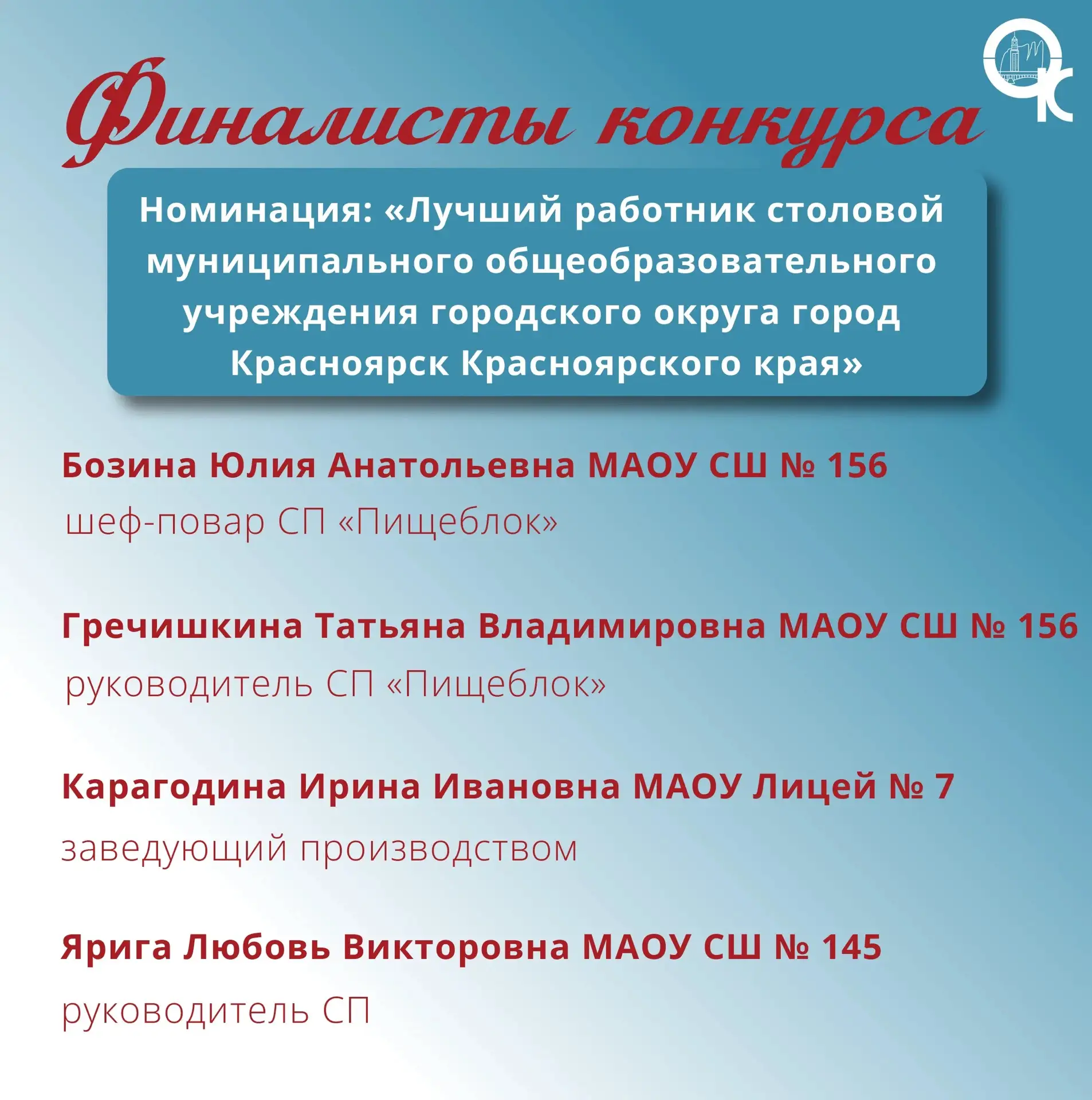 Встречайте финалистов конкурса «Лучший работник столовой»! 👨‍🍳