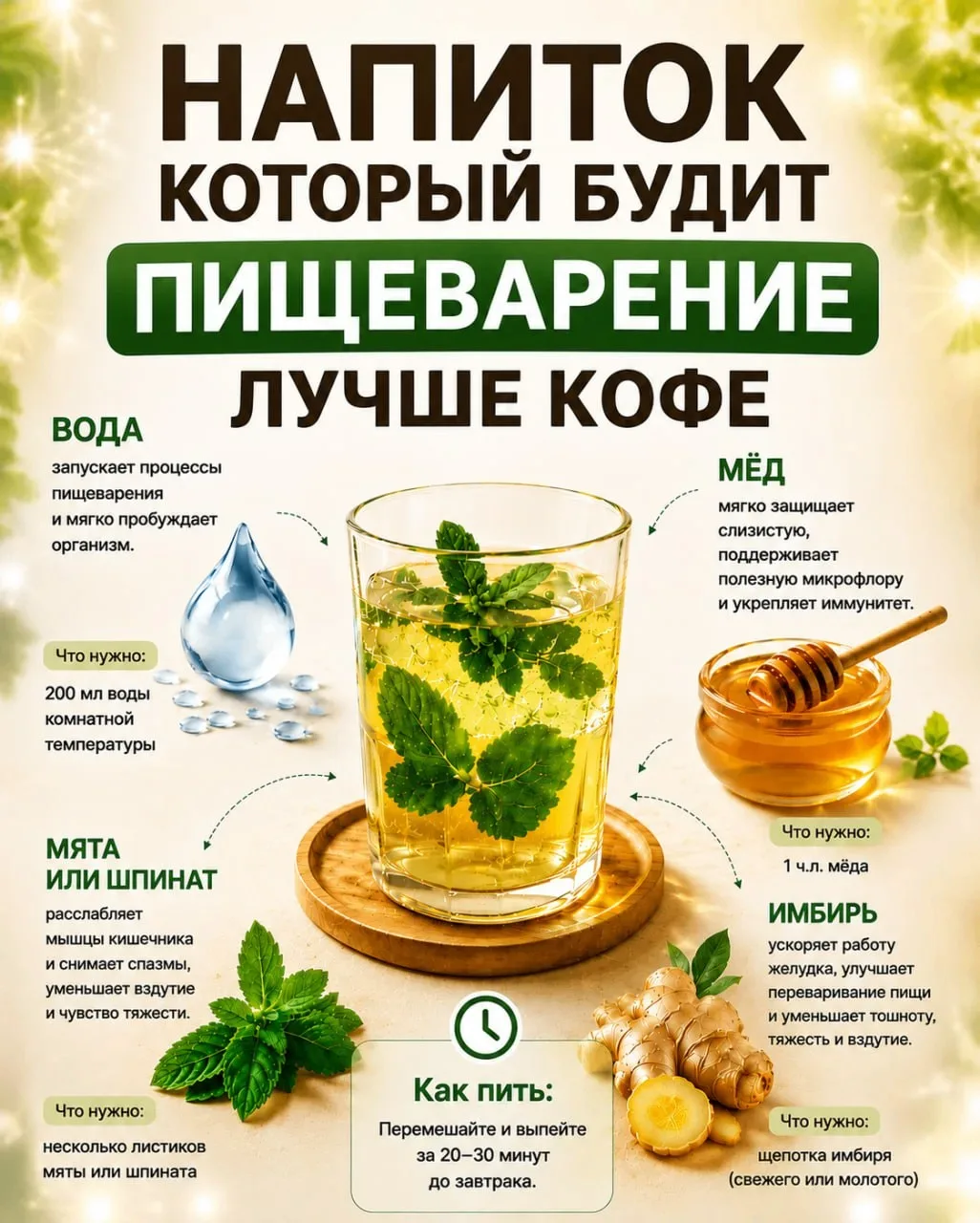 Напиток, который разбудит ваше пищеварение лучше, чем кофе! ☀️