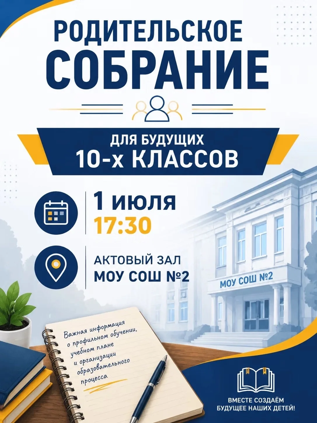 Внимание, родители будущих десятиклассников!

Уже совсем скоро состоится  родительское собрание.

🕒
