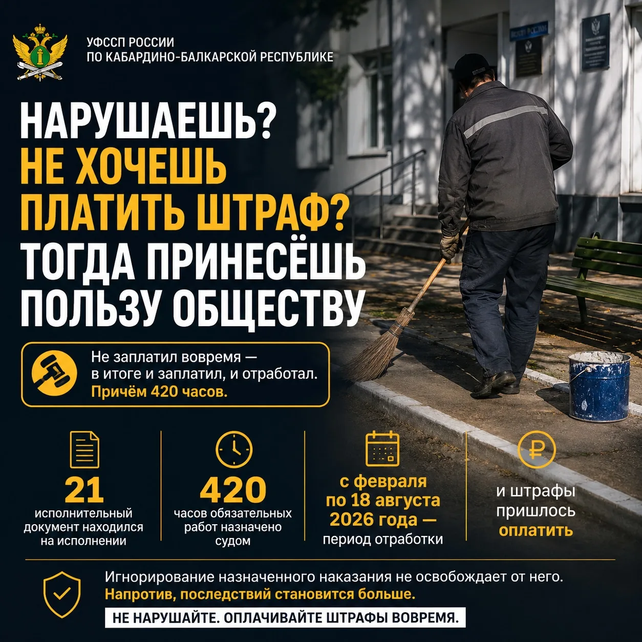 🚧 Не заплатил вовремя — в итоге и заплатил, и отработал. Причём 420 часов.