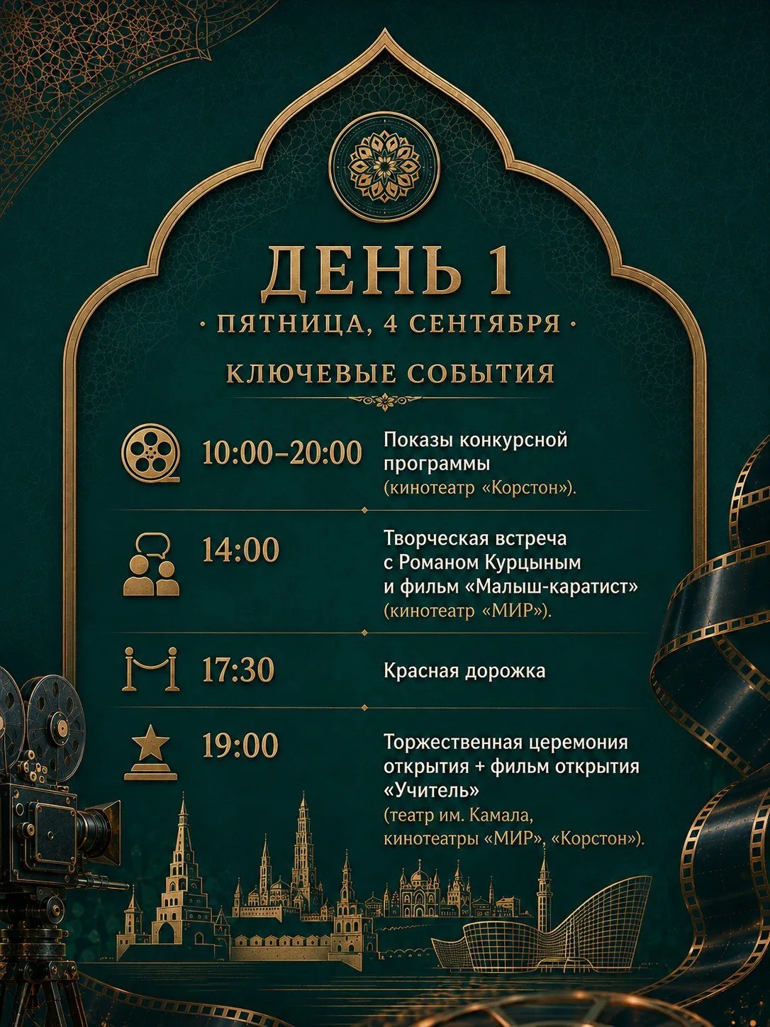 4 дня кино, премьер и встреч с режиссерами. Все это — «Алтын минбар» в Казани!