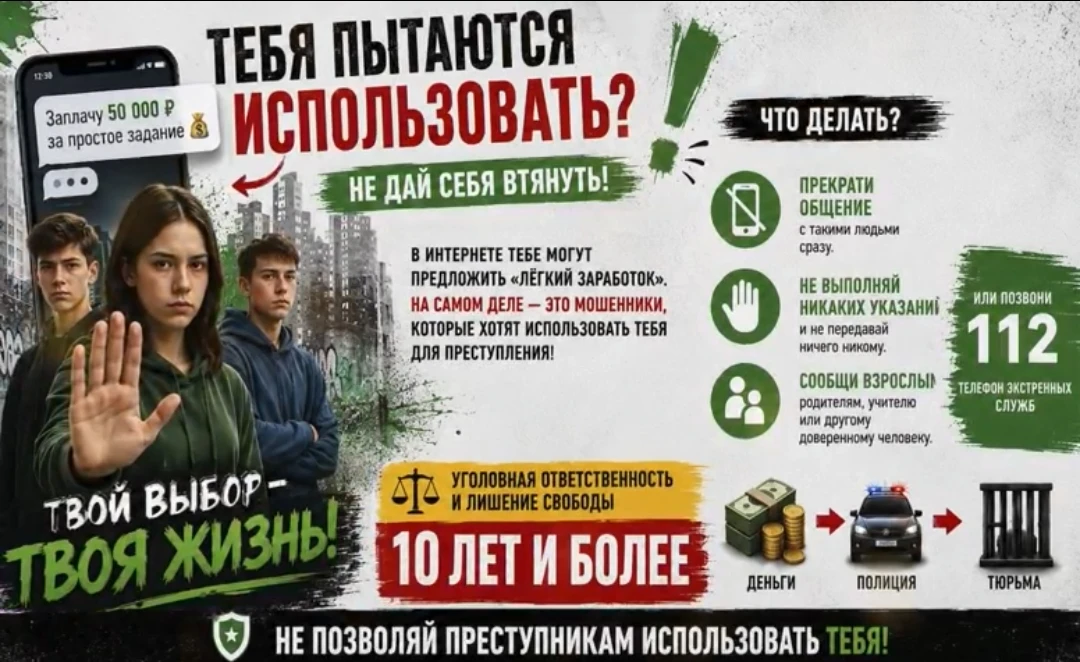 Родители, это важно прочитать и обсудить с детьми! ⚠️

Сейчас мошенники и вербовщики идут в ход с гр