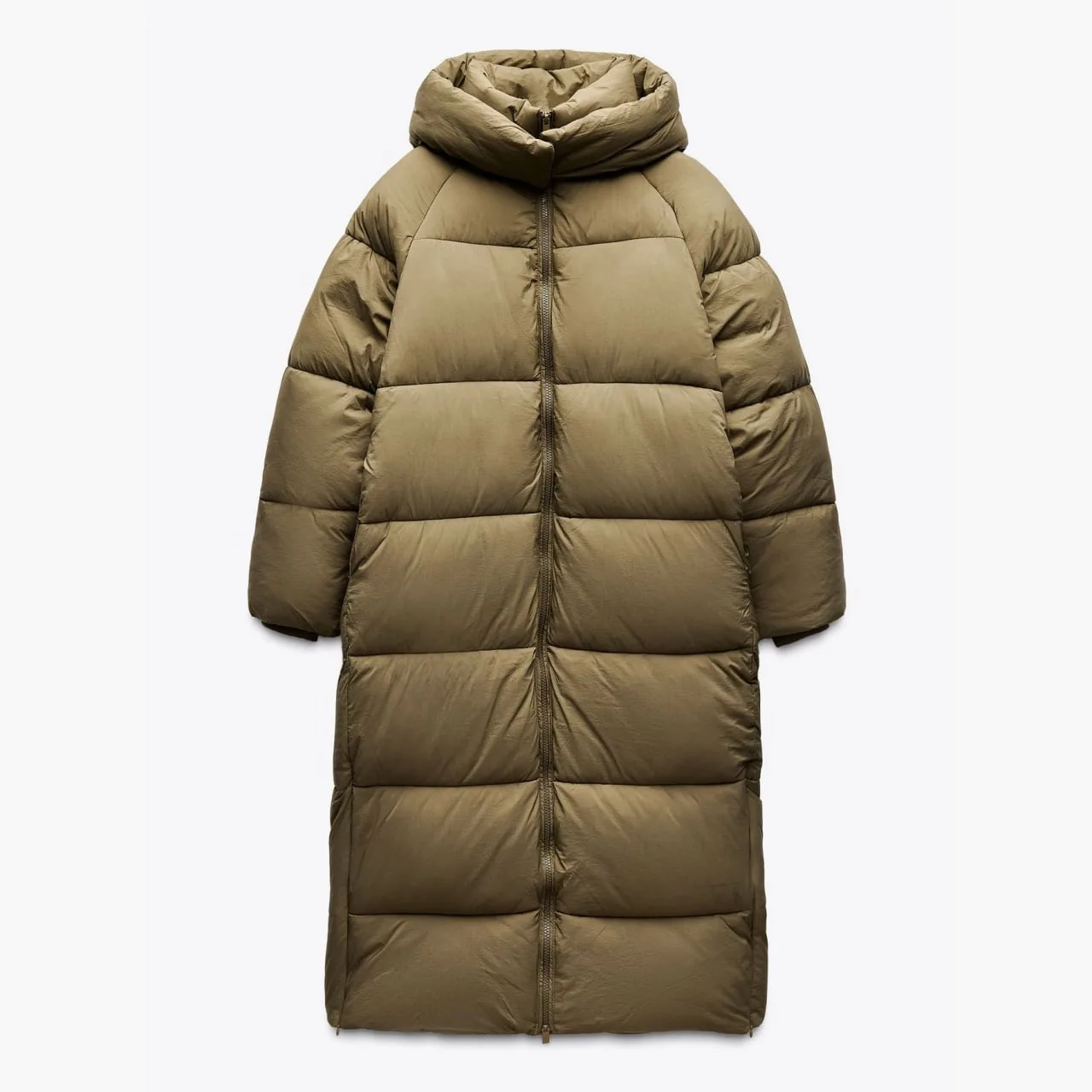 ZARA - Пуховая куртка - флисовая подкладка - неопрен - ветрозащитная - зеленая