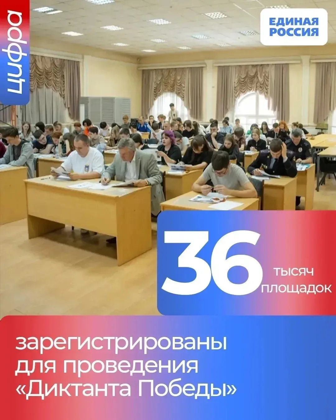 36 тысяч площадок зарегистрированы для проведения «Диктанта Победы»