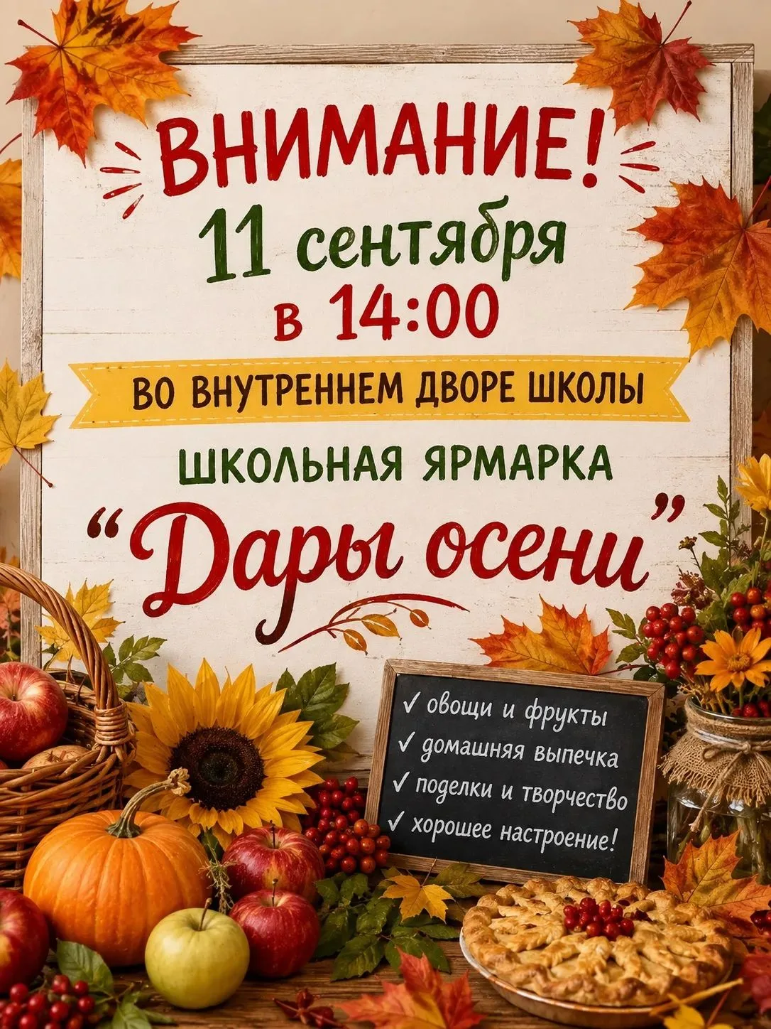 Приглашаем всех на нашу осеннюю ярмарку "Дары осени", которая состоится 11 сентября в 1...