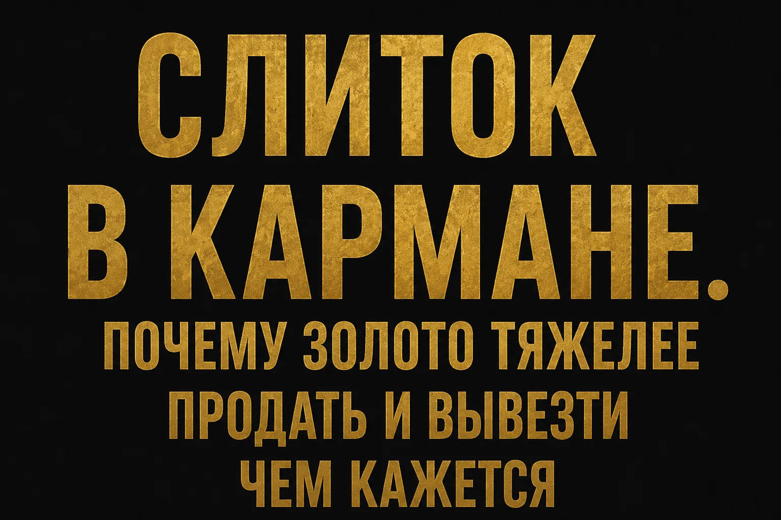 Слиток в кармане: почему золото тяжелее вывезти и продать, чем кажется