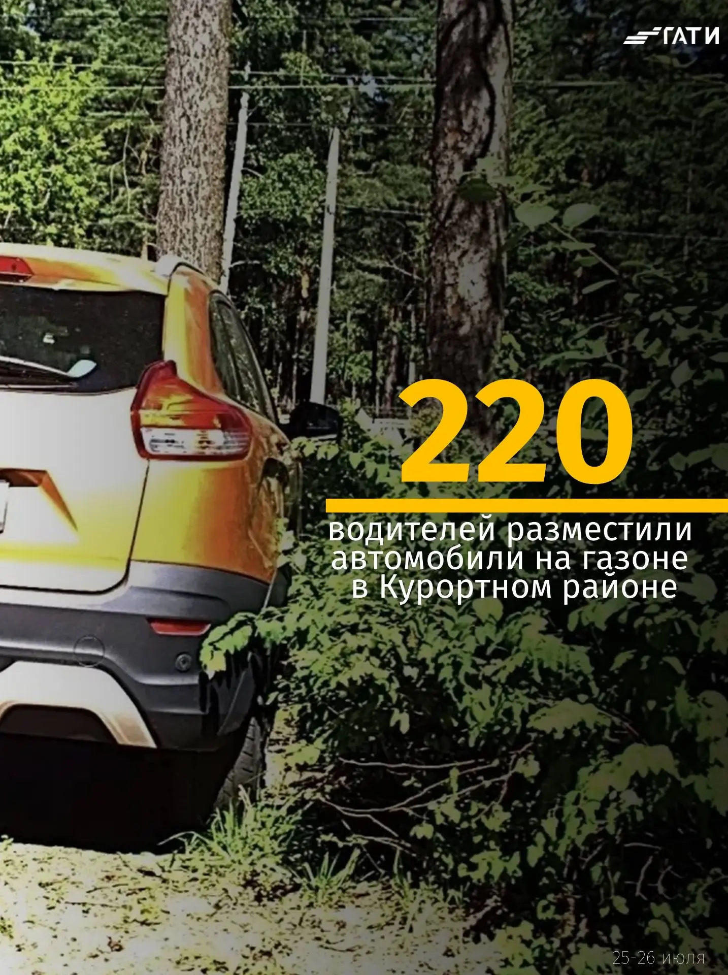 В выходные число машин на газонах в Курортном районе снизилось вдвое

25 и 26 июля ГАТИ продолжила у