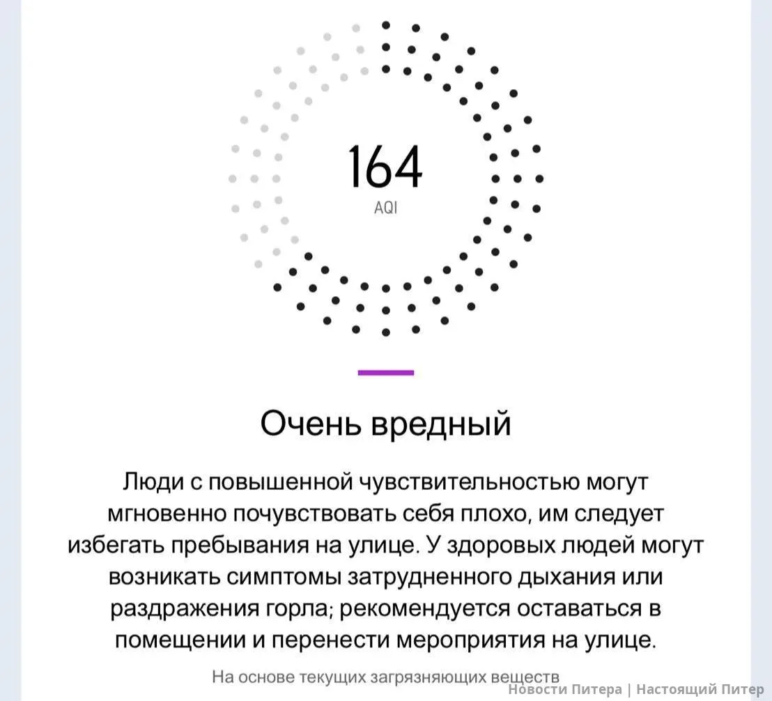 Дышать в Петербурге сегодня стало опасно — качество воздуха резко упало до отметки в 16...