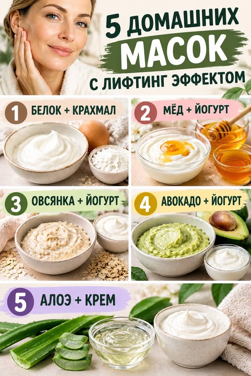 Домашние маски с эффектом подтянутой кожи.