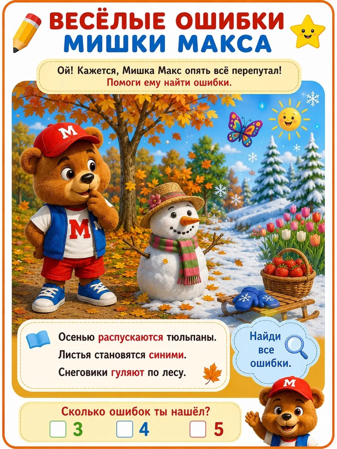 🐻  Мишка Макс опять всё  перепутал! 😄😄😄😄😄😄😄😄🐻🐻🐻🐻🐻🐻
Мы приготовили  серию весёлых карт