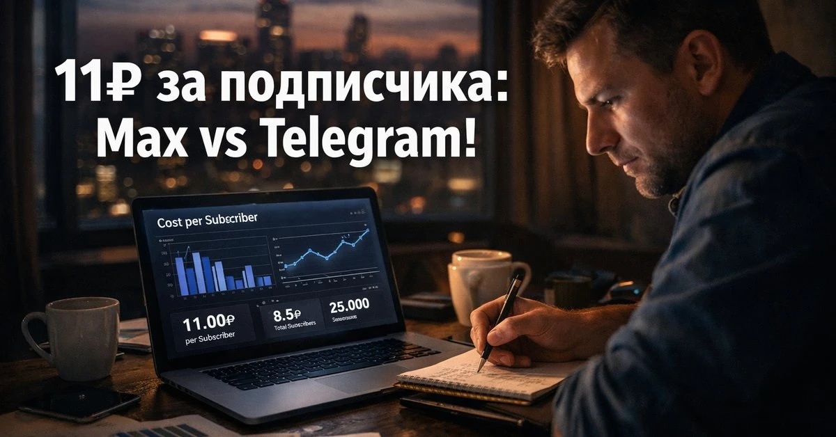 11₽ за подписчика в Max. Пока все спорят про Telegram  Вчера спросили: «А в Max показатели хуже, чем
