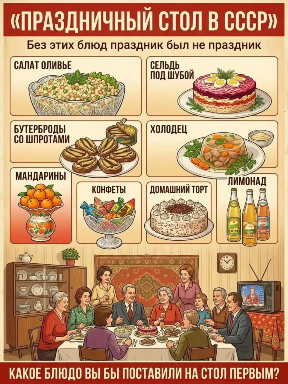 🎄  Праздничный стол в СССР — это отдельная атмосфера, которую многие помнят до сих пор.
