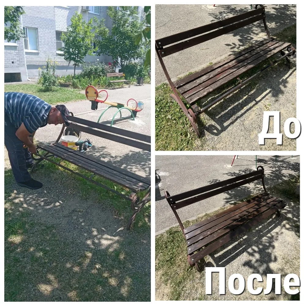 ЖК Изумрудный город: выполнена замена сломанных досок на скамейках на детской площадке.