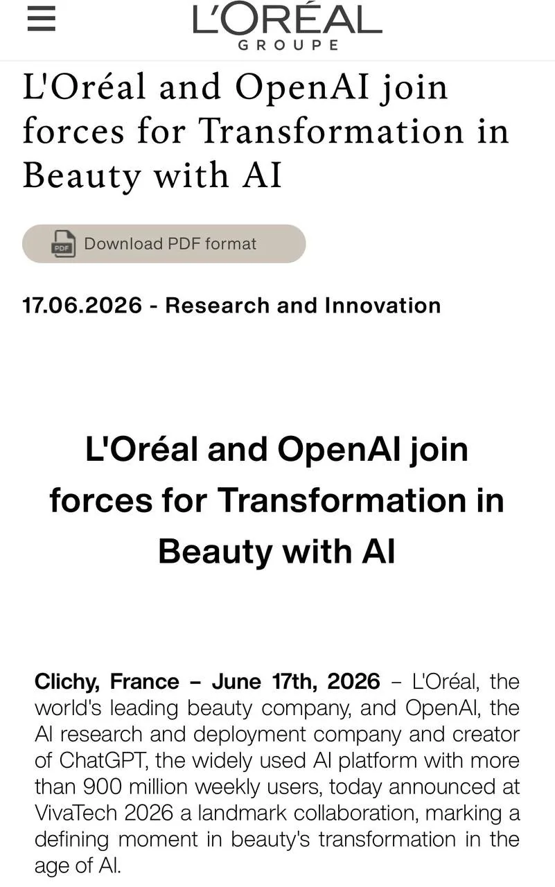 L’Oréal первые официально зашли в ChatGPT, заключив договор с OpenAI, который подразумевает также на