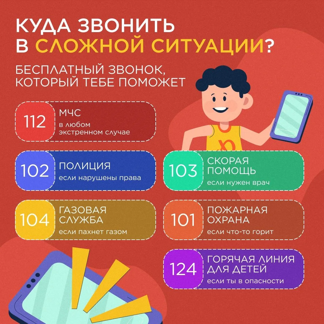 Напомните своему ребенку номера вызова экстренных служб!