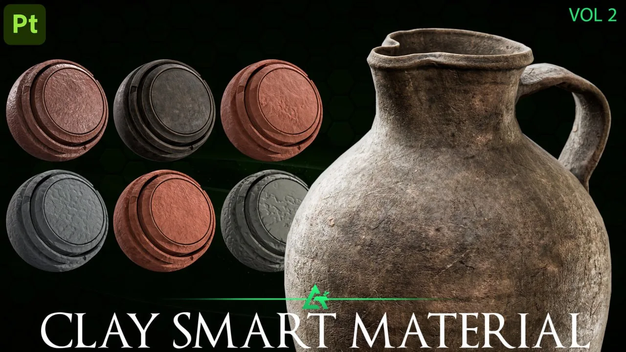 Пакет High-Detail Clay Smart Material из 9 смарт-материалов предназначен для быстрого текстурировани
