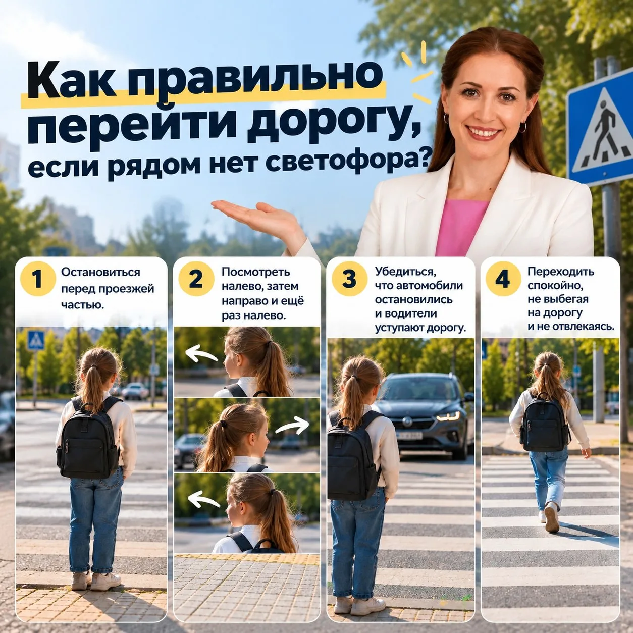 🚸 Как научить ребёнка правильно переходить дорогу, если рядом нет светофора?