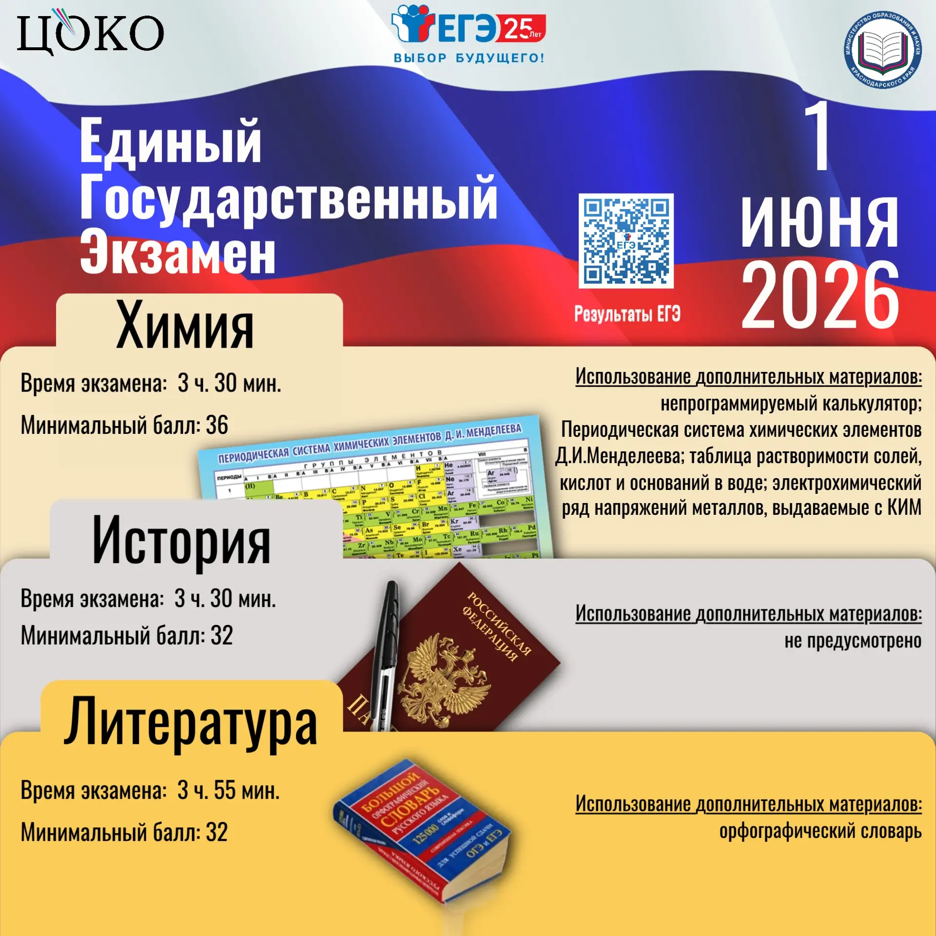 ⚡ Сегодня, 1 июня, старт основного периода экзаменационной кампании ЕГЭ-2026.