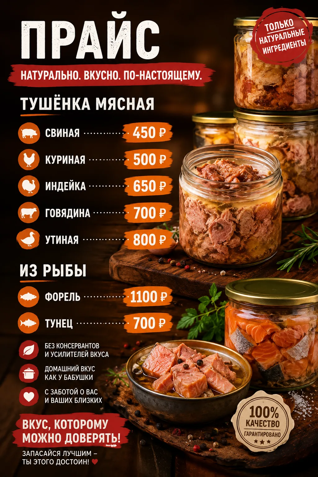 Завтра в магазине есть свободна тушёнка, немного каждого вида, кроме рыбы.