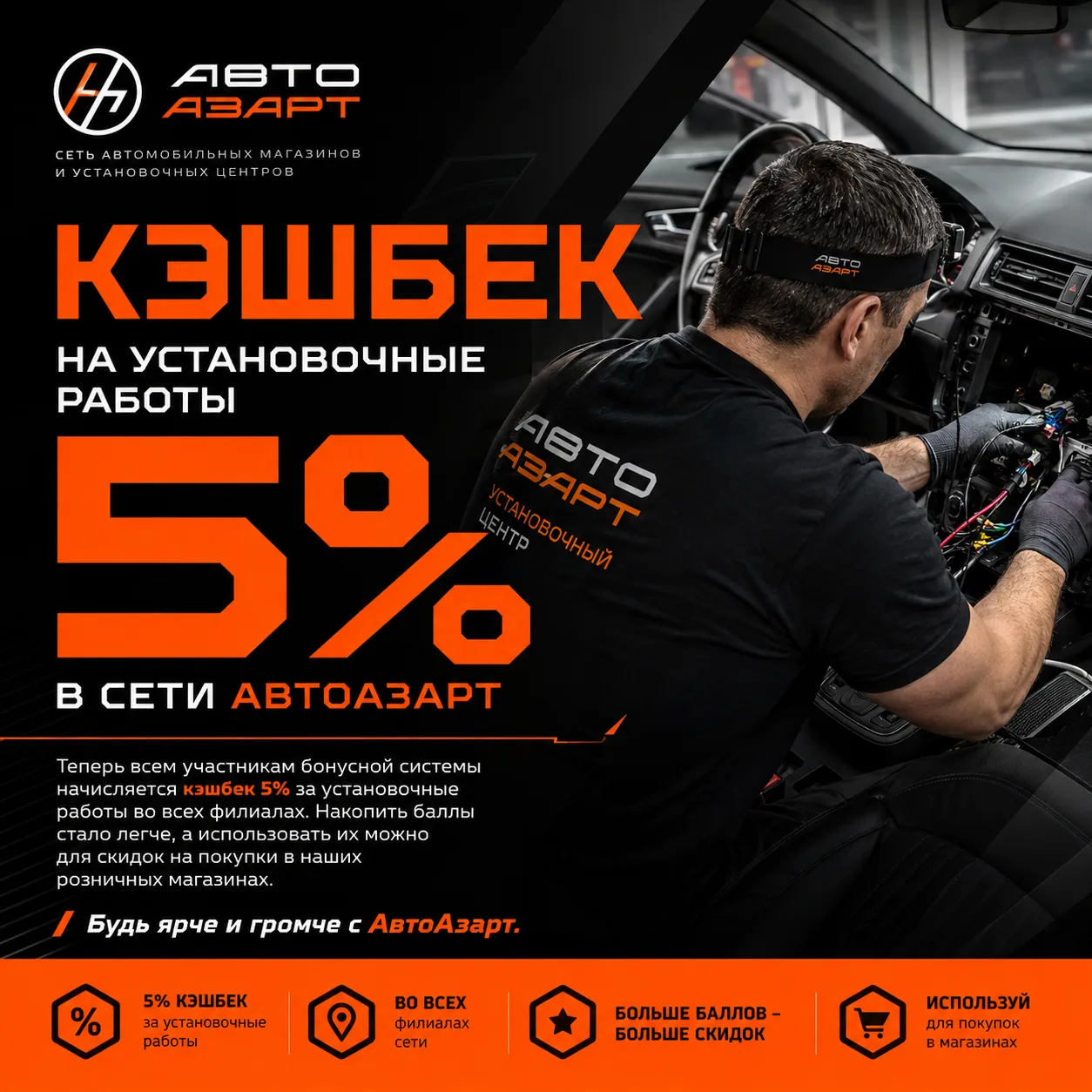 Кэшбэк 5% на все установочные работы!
